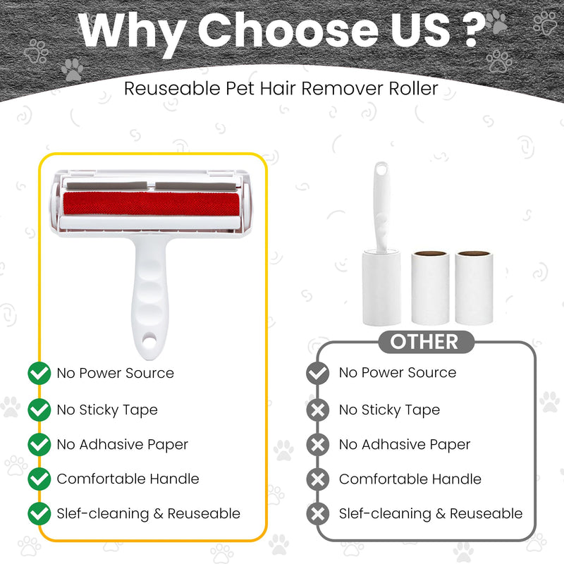 Pet Hair Remover for Laundry, Pet Hair Remover and Reusable Lint Roller - Cat and Dog Hair Remover for Furniture, Couch, Carpet, Clothing and Bedding - Portable, Multi-Surface Fur Removal Tool Red - PawsPlanet Australia