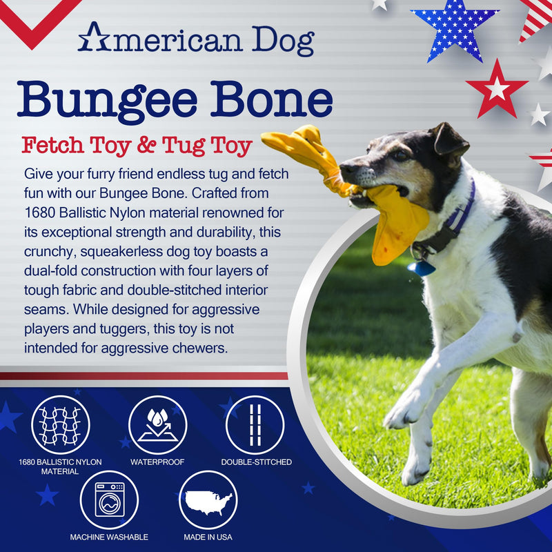 Bungee Bone – Durable Fetch & Tug Dog Toy Made in USA from Pet-Safe, Machine-Washable 1680 Nylon Ballistic Material for Bonding, Play Time, Mental Stimulation, Exercise, Training, & More One Size Bungee Bone - PawsPlanet Australia