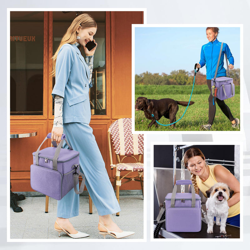 SMYV Pet Grooming Bag for Dog Grooming Supplies, Dog Tote Travel Bag for Pets Grooming Tools Kit Accessories - Purple - PawsPlanet Australia