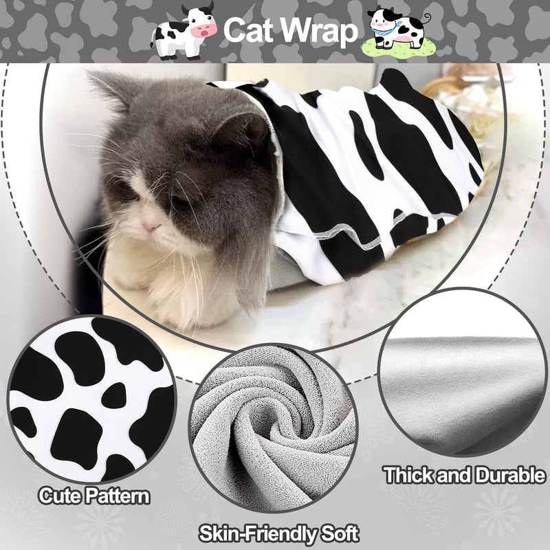 Mity rain Cat Grooming Supplies - Cat Wrap for Cutting Nails with Cat Nail Clipper, Cat Restraint for Nail Clipping to Anti-Runaway/Scratch/Bitten, Cat Swaddle Wrap for Calming & Holding Cat (XLarge) Cow X Large - PawsPlanet Australia