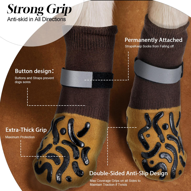 4 Pcs Dog Socks to Prevent Licking Paws, Dog Socks for Hot Pavement, Double Side Non Slip Pattern Dogs Sock, Dogs Booties for Hardwood Floors Anti Slip Caramel(M) M - PawsPlanet Australia