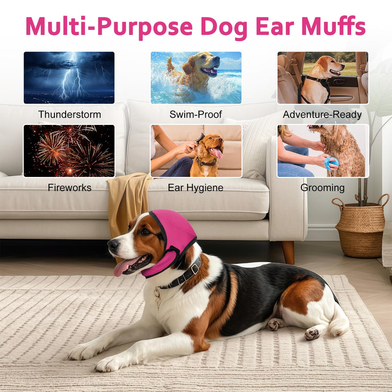 2026 New Dog Ear Protectors, Dogs Ears Cover, Adjustable Dogs Ears Muffs Noise Protection & Anxiety Relief, Comfortable Dog's Calming Hoodie for Grooming, Swimming, Thunderstorms,Firework XL rose Red