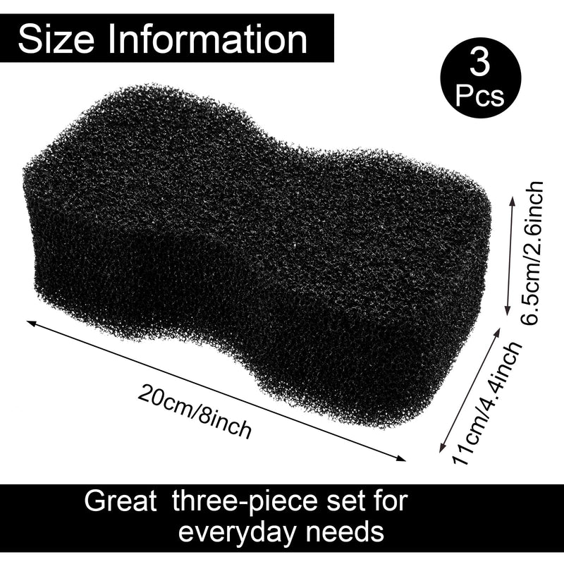 Eaasty 3 Pcs Horse Groomer Sponge Scrubber Massager Horse Grooming Brush Kit Supplies Large Soft Care for Cleaning Washing Bathing, Black, 4.33 x 7.87 x 2.56 Inch