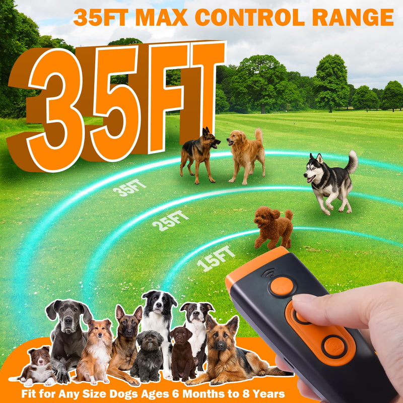 Dog Bark Deterrent Device, Ultrasonic Anti-Barking Device for Dogs Training, Safe and Effective, Up to 35FT Long Range Rechargeable & Portable Bark Shield Indoor and Outdoor Use, Orange - PawsPlanet Australia