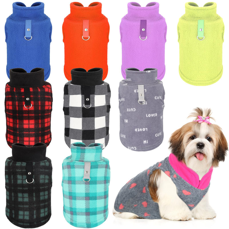 Reginary 10 Pack Medium Dog Sweaters Fleece Pet Dog Clothes with Leash Ring Soft Warm Winter Puppy Plaid Shirt(Stylish) Stylish