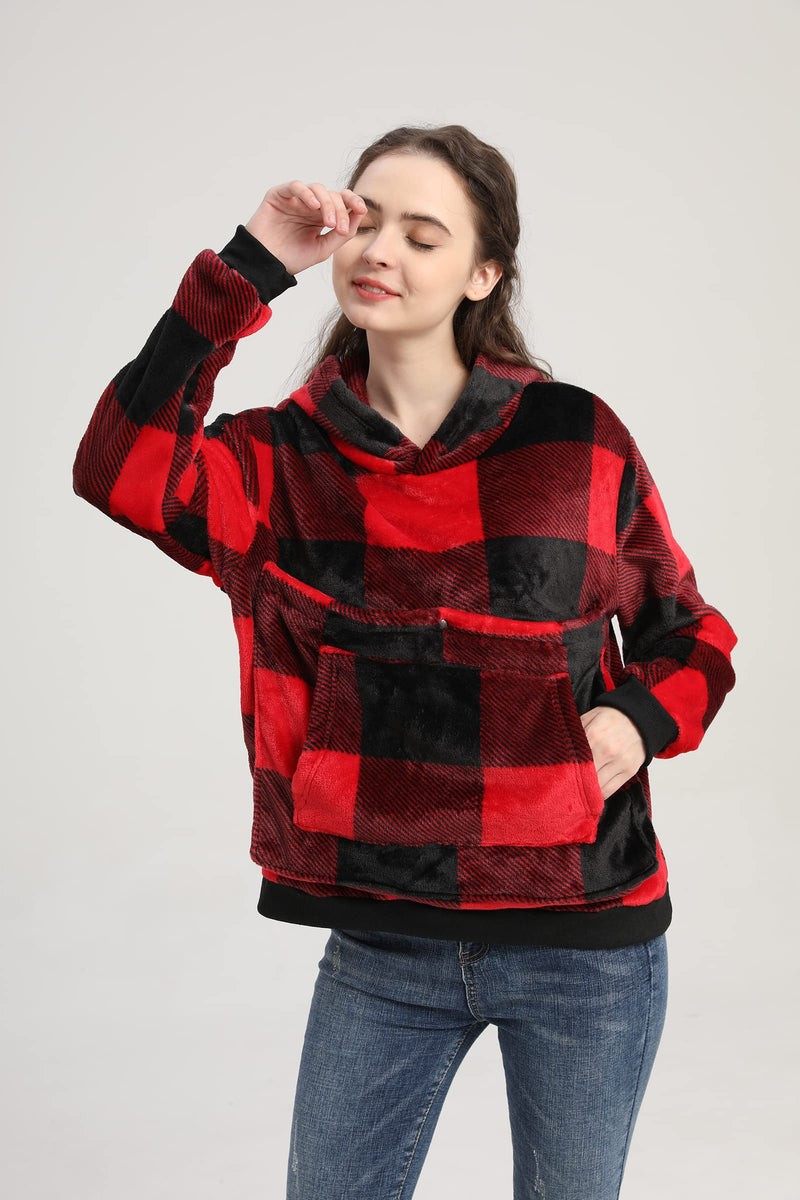 Cat Pouch Hoodie Large Pet Pouch Sweatshirt Puppy Kitten Holder Carrier Pullover Tops for Women XX-Large Red - PawsPlanet Australia