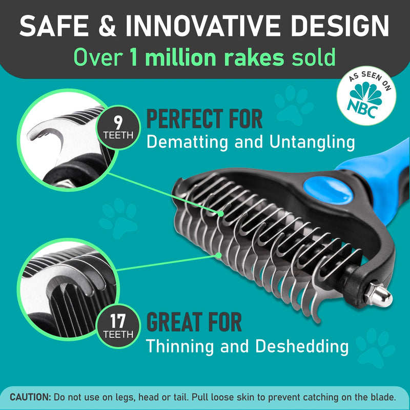 Maxpower Planet Dog Rake and Dog Hair Brush - Gently Removes Loose Undercoat, Mats and Tangled - Deshedding Grooming Tool for Dogs & Cats - Self Cleaning Slicker Brush - All Hair Types A - Rake & Brush (Best Value) - PawsPlanet Australia