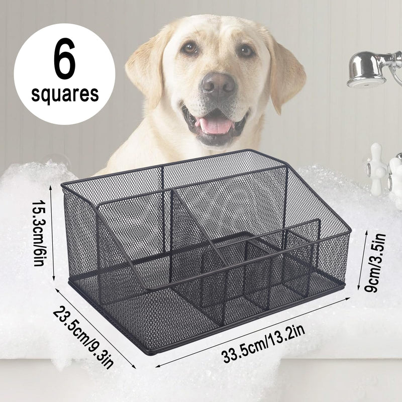 Universal Pet Grooming Supplies Organizer, 6-Compartment Mesh Wire Dog Storage Organizer for Grooming Supplies, Cat Blanket, Shampoo, Trimmer, Clipper, Brush - PawsPlanet Australia