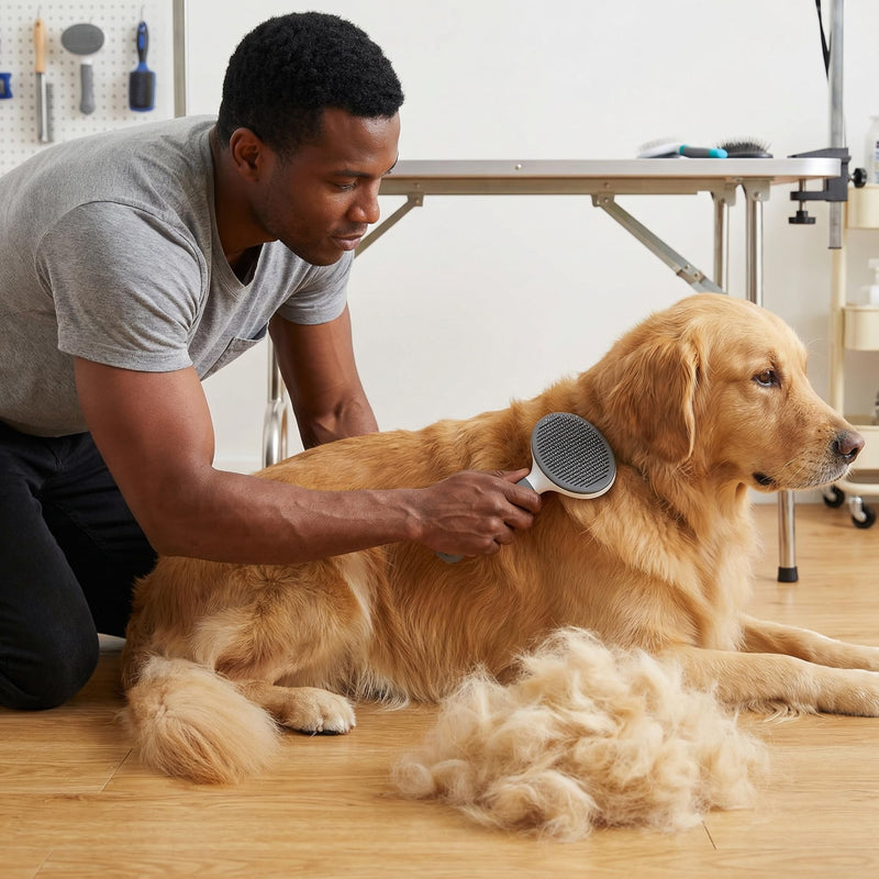Cat Brush for Shedding for Indoor Cats & Dog Brush for Shedding - Perfect for Long & Short Haired Pets,Pet Brush for Dogs and Cats - Deshedding & Grooming Tool (Blue) Blue