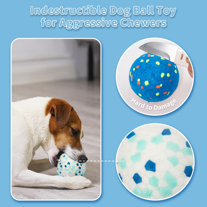 2 Pack Indestructible Dog Tennis Balls for Aggressive Chewers: Interactive Pet Toys, Herding and Jolly Ball for Dogs, Durable, Bouncy, and Water Toy Fetch Balls (White, Blue) - PawsPlanet Australia
