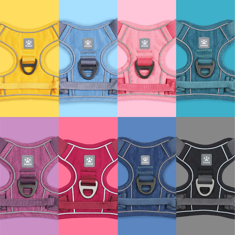 Pawaii No Pull Dog Harness with Pet ID Tag,Reflective Strips No Choke Front O Ring Breathable Mesh Adjustable Soft Padded Pet Vest with Easy Control Handle for Small Dogs S (Bigger than Normal (Chest: 17"-22'' )) Denim Blue - PawsPlanet Australia