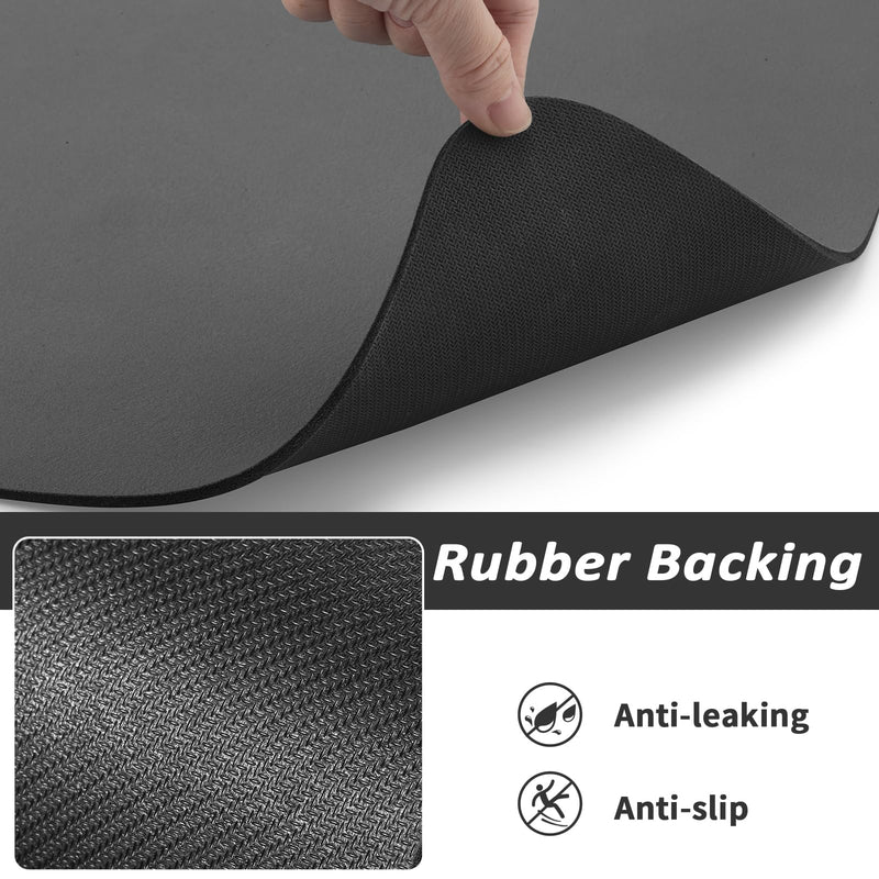 Pet Feeding Mat - Dark Grey 12"x 19" | Absorbent Dog Mat for Food and Water, No Stains Cat Bowl Mat, Easy to Clean Pet Placemats, Quick Dry Dog Water Dispenser Mat for Messy Drinkers 12"x19" - PawsPlanet Australia