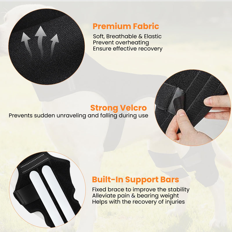 Dog Knee Brace for Torn Acl Hind Leg - Dog Back Legs Supports with 2 Stabilizers to Reduces Pain for CCL Injury, Hip Dysplasia & Joint Pain Relief, Adjustable Soft Breathable Leg Braces, M