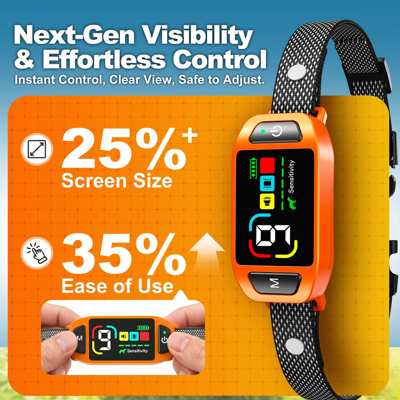 Bark Collar AI Dual-Detection, Instant Quiet Anti Bark Device 4 Training Modes, 30-Day Battery, One-Click Peace, 9-Level Sensitivity Automatic Dog Bark Collar for Large Medium Small Dogs,Orange Orange - PawsPlanet Australia
