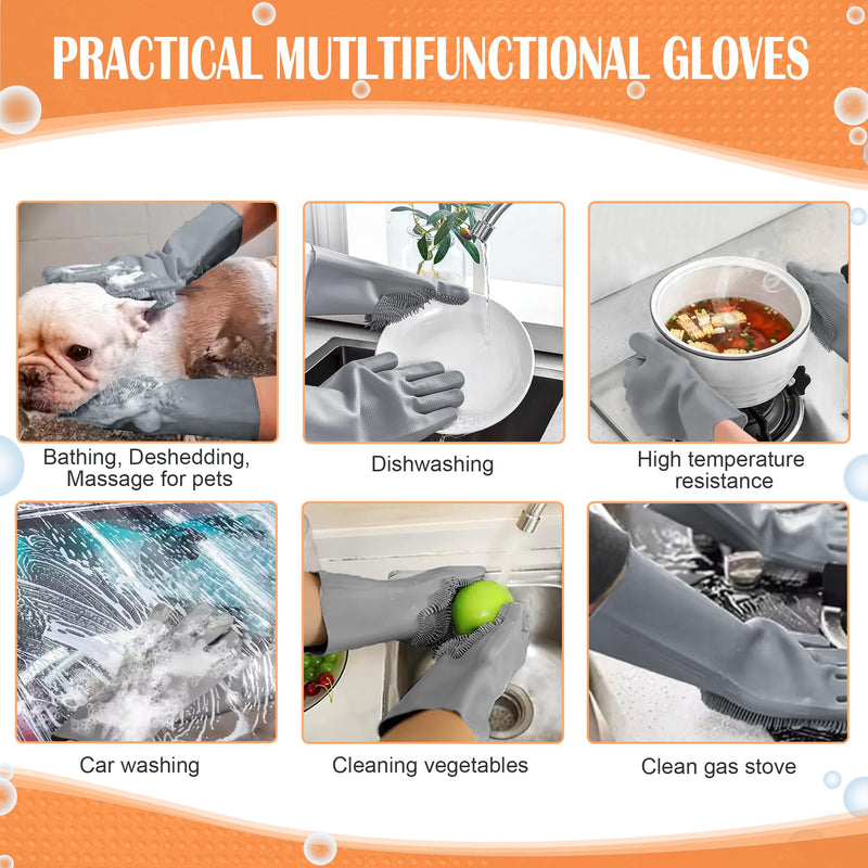 Pet grooming gloves,Dog washing gloves with High-Density Teeth with Five Finger Design to bathing and Massage for Dog Gray - PawsPlanet Australia