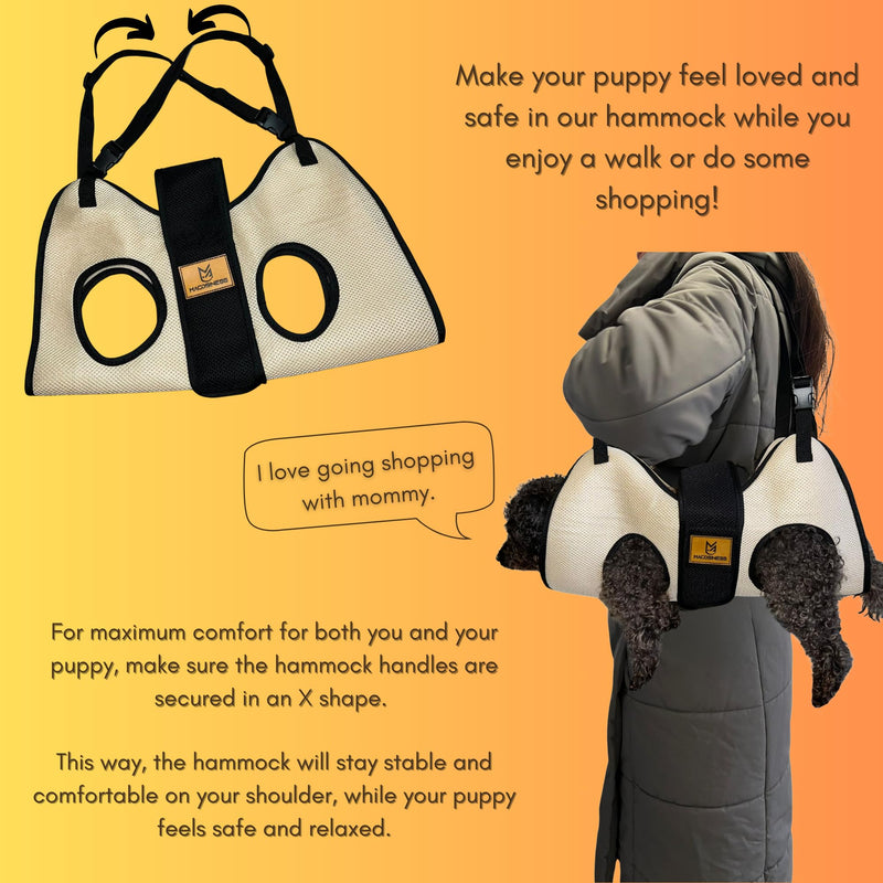 2025 2-in-1 - Dog Grooming Hammock - Dog Sling - Dog Grooming Harness - Dog Slings for Small Dogs - Dog Hammock for Nail Trim - Dog Carrier Sling - Cat Grooming Hammock - Dog Sling Carrier - Pet Sling HAMMOCK AND SLING Cream with Black S - PawsPlanet Australia