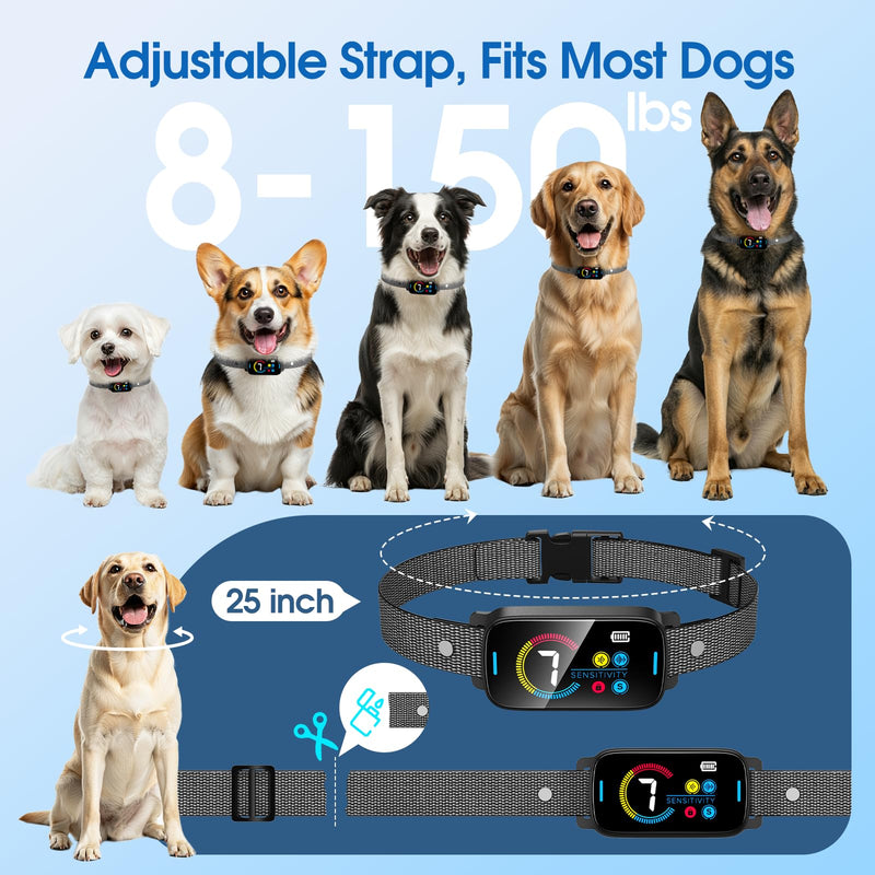 Ultrasonic Smart Bark Collar for Large Medium Small for Dogs Automatic Anti Barking Training Collar Rechargeable Bark Collar with Waterproof Vibration and Beep 7 Sensitivity Black - PawsPlanet Australia
