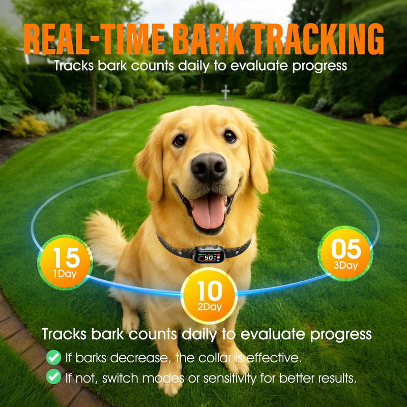 Smart Dog Bark Collar - for Small Medium Large Dogs 10-100lbs, Automatic Dog Training Collar to Decrease Barking, Anti Barking Device with 4 Training Modes, More 8 Sensitivity Levels, Black - PawsPlanet Australia