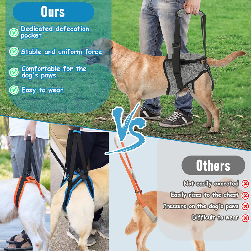 Dog Lifting Harness, Adjustable Emotional Support Dog Harness, Soft Dog Support Harness for Back Legs, Portable Dog Harness with Lift Sponge Handle for Elderly Disabled Joint Dogs L