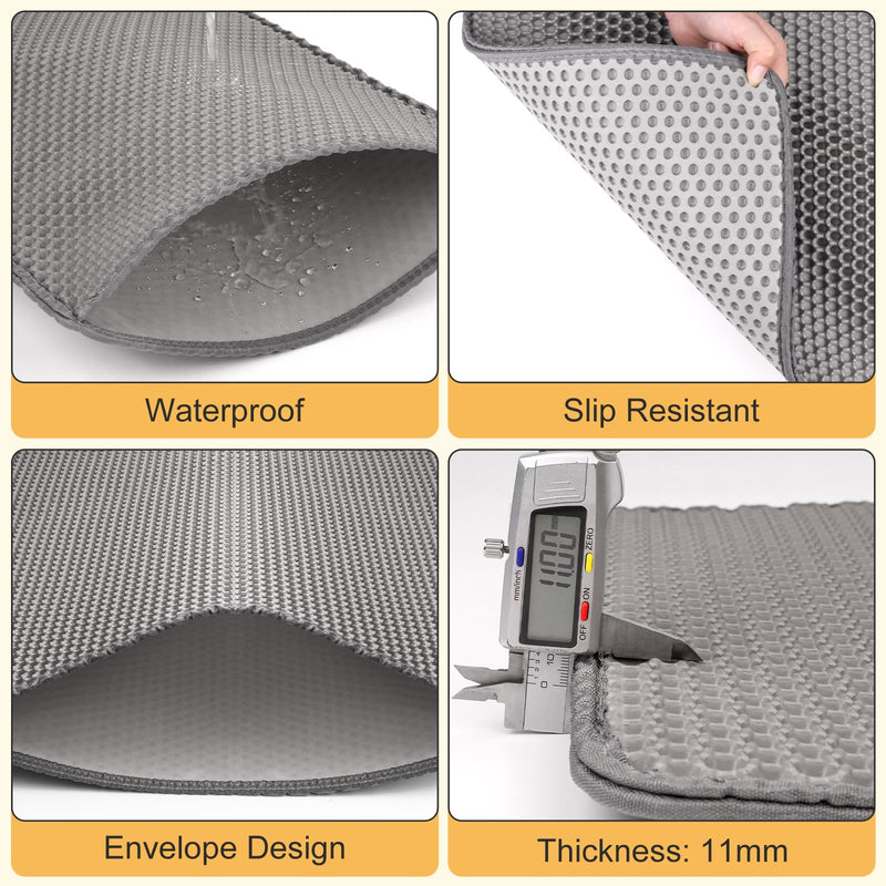 Cat Litter Mat Double Layer Waterproof Urine Proof Trapping Mat 1 Pack (Gray, 30x24 Inch) 30 x 24 Inch-1Pack - PawsPlanet Australia