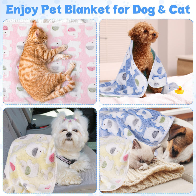 Chumia 15 Pcs Blankets for Dog Cat Soft Fluffy Fleece Washable Pet Dog Pattern Print Fleece Blankets for Pets Throw Warm Bed Mat for Puppy Cat 3 Colors, 24 x 16 Inches(Elephant) Elephant - PawsPlanet Australia