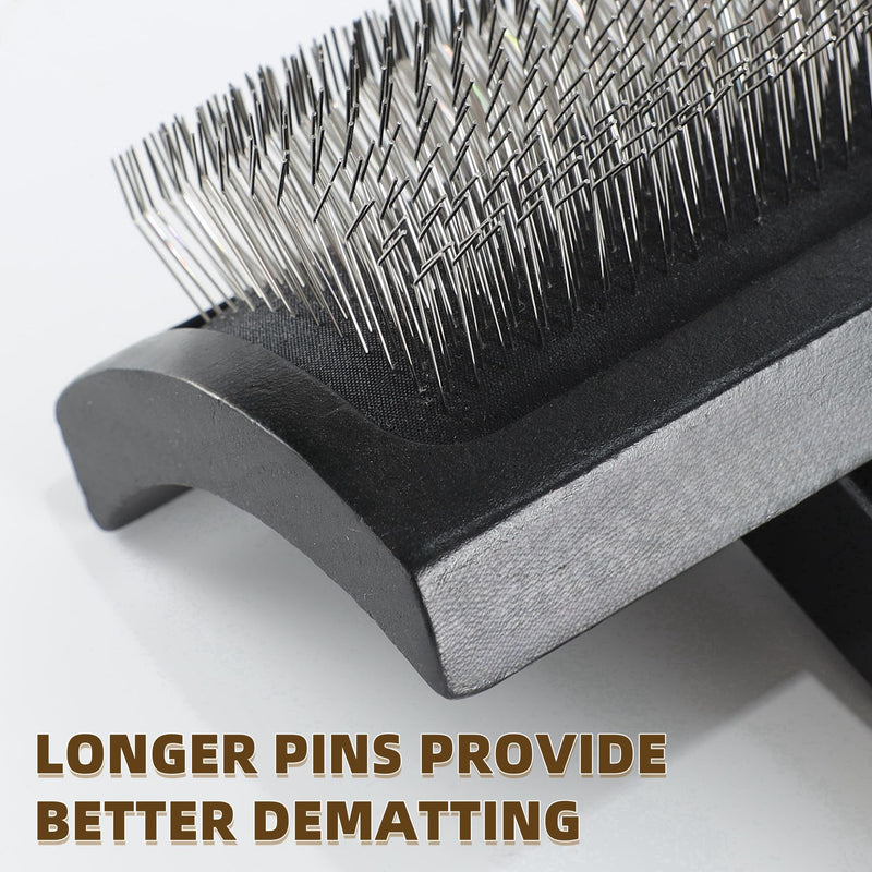 Wooden Dog Slicker Brush Cat Grooming Brush with Extra Long Pin for Long Haired Dogs Poodles Goldendoodles and Labradoodles Black L - PawsPlanet Australia