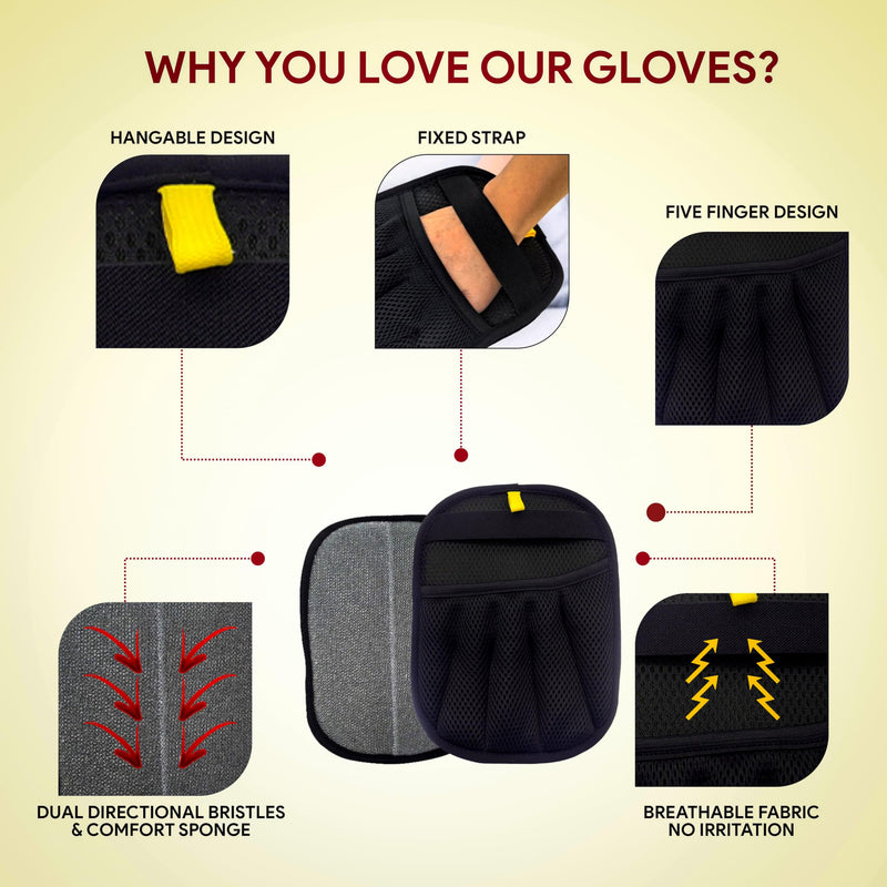 Pet Hair Removal Glove for Cats & Dogs – Upgraded Five-Finger Electrostatic Pet Hair Gloves, Reusable Magic Brush Pet Hair Remover Tool for Clothing, Laundry, Couch, Carpet & Car Seat - PawsPlanet Australia
