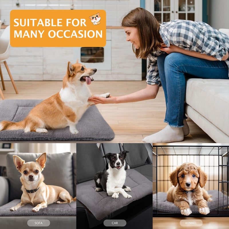 Reversible Dog Bed Mat with Plush and Corn Velvet,Soft Warm Pet Cushion, Dual Purpose Washable Sleeping Mattress Bed for Small Medium Large Dog and Cat XB004 (36"x23", Light Grey) 36"x23" - PawsPlanet Australia