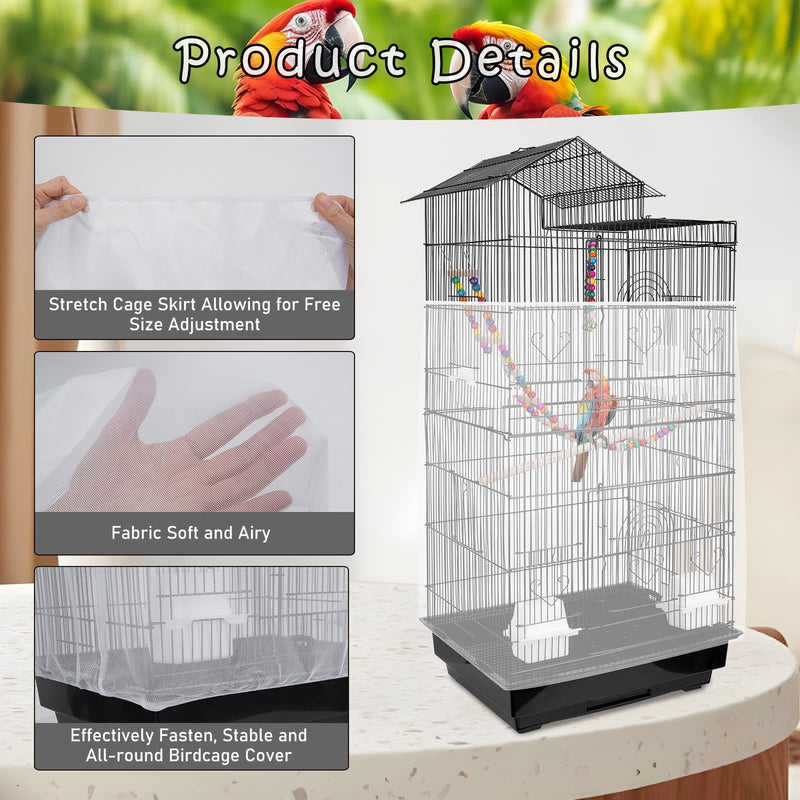 Universal Bird Cage Seed Catcher – Stretchy, Lightweight Mesh Skirt for Parrot Cages, Stops Scatter, Breathable Fabric, Adjustable & Reusable, White viiwxx - PawsPlanet Australia