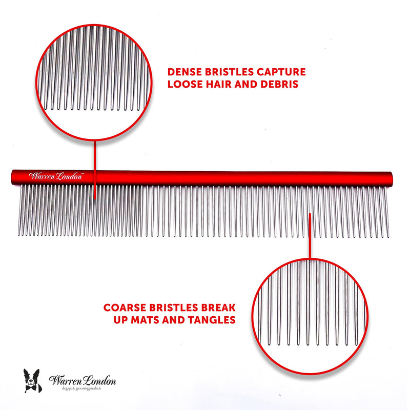 Warren London Detangling Strong Comb for Dogs | 10 inches | Comfort Control Durability and Detail for Small Medium Large Dogs | Ergonomic Dog Cat Grooming Pet Supplies Deshedding Mat Tool - PawsPlanet Australia