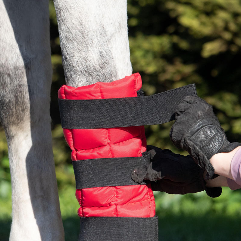 Harrison Howard Ice Boot for Horse Cool Gel Pack Leg Wrap for Treating Full Leg, Knee, Hock Injuries Reusable Ice Cooling Therapy, Universal Size Red