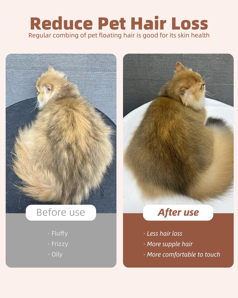 Pet Double-Sided Deshedding Comb with Realease Button, Dog 1-Button Hair Removal Brush with Stainless Steel Teeth, Multi-Function Cat Grooming Brush - PawsPlanet Australia