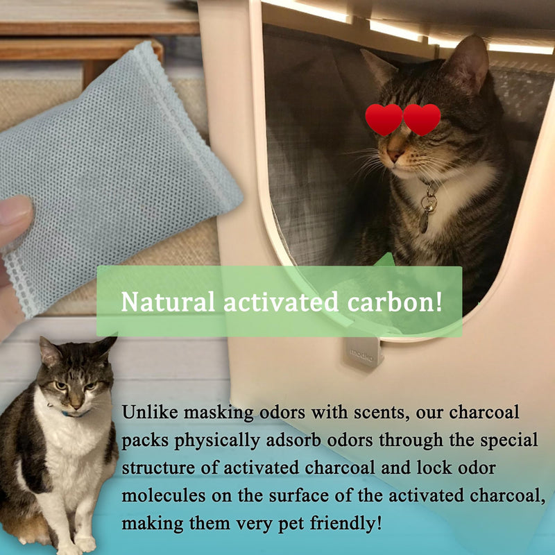 6PCS Activated Charcoal Odor Absorber Bags Compatible with Modkat Flip Cat Litter Box Kit，Natural Freshest Coconut shell Charcoal Bags，Absorb Odors/Control Damp from Pets/Keep Home Fresh - PawsPlanet Australia