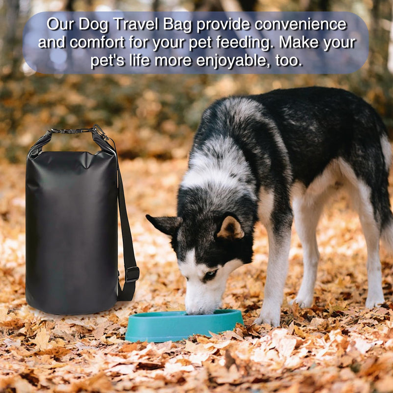Dog Food Travel Bag, 5L Large Pet Food Storage Bag with Shoulder Strap, Waterproof Portable Puppy Feeder Container for Camping Hiking - Black 5L(≈6.5lbs） - PawsPlanet Australia