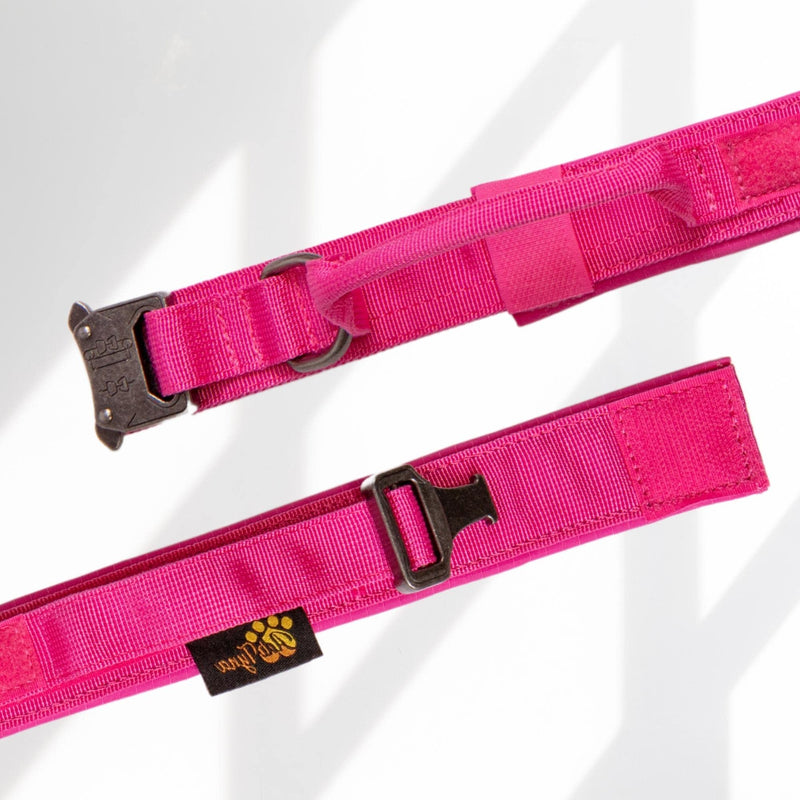 ADITYNA Premium Dog Collar with Metal Buckle - Tactical Dog Collar - Soft Padded, Heavy Duty, Adjustable Dog Collar with Handle for Training and Walking L Pink - PawsPlanet Australia