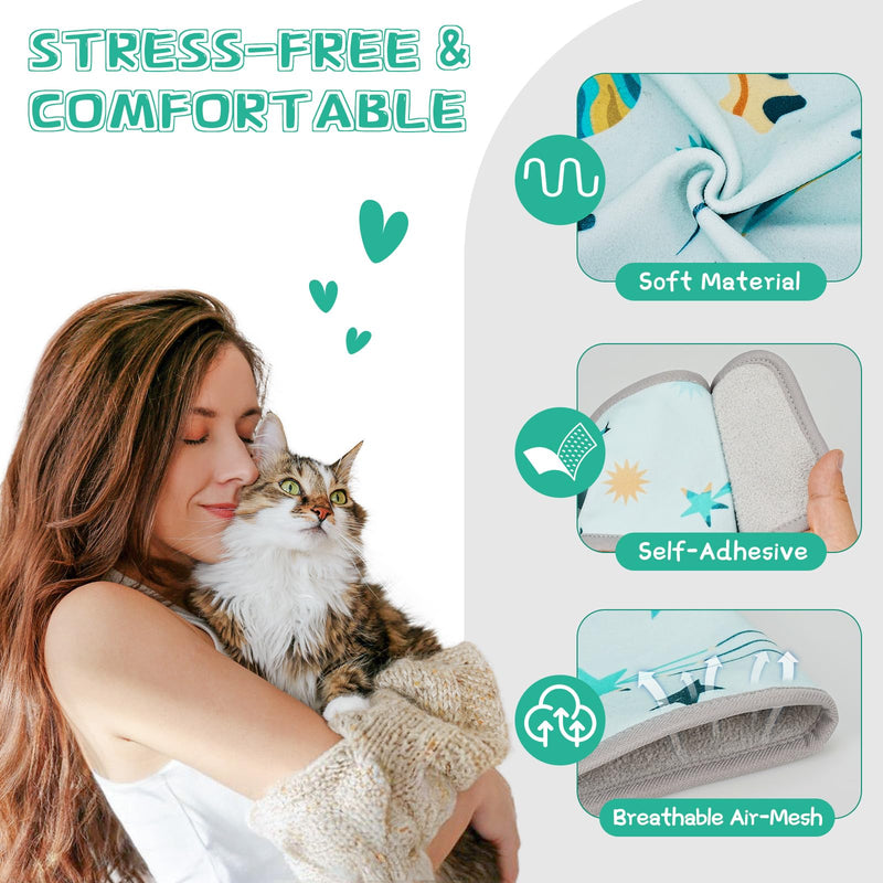 Cat Grooming Hammock, Self-Adherent Wrap for Cutting Nails, Anti-Escape Calming Grooming Bag for Medicine, Nail Clipping, Teeth Brushing, Ear Cleaning L（WT: 9-18 lbs） Star - PawsPlanet Australia