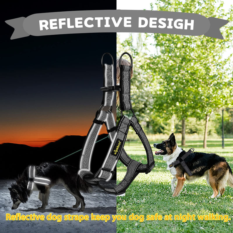 No Pull Dog Harness with Reflective Adjustable,Stops Pets from Pulling and Choking On Walks for Large Dogs (Black, XXL) Black - PawsPlanet Australia