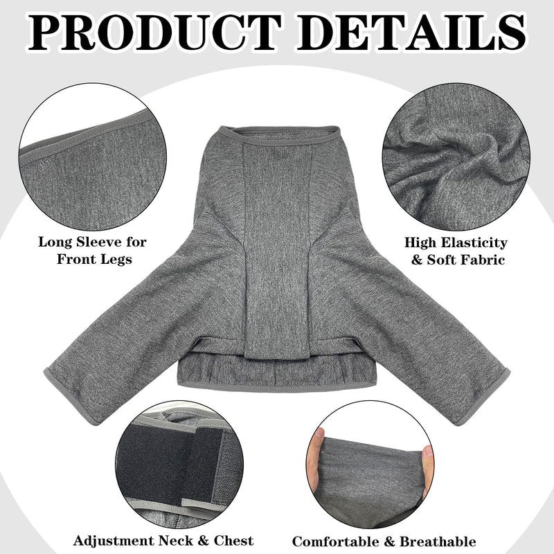 Dog Leg Recovery Sleeve, Dog Front Leg Elbow Protector, Dog Recovery Suit After Surgical Wound Protector to Prevent Licking Bite Cone Collars Alternative (Grey, 2XL) Grey - PawsPlanet Australia