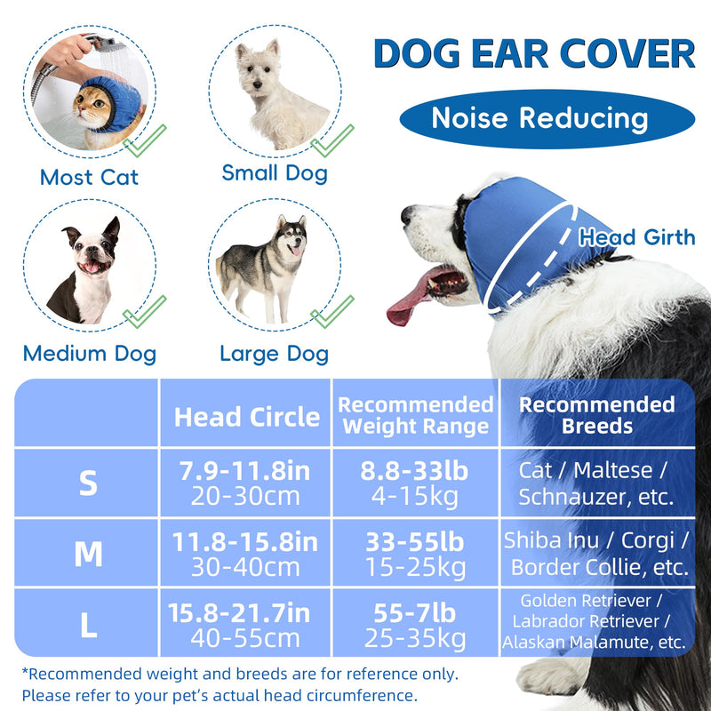 Dog Ear Muffs No Shake Ear Wraps for Dogs Hematoma Healing, Doggy Calm Hoodie Ear Covers for Stress Anxiety Relief,Dog Noise Protection Ear Wrap Head Cover for Firework Thunders Grooming Bath,M Medium(Head Circle:11.8"-15.8")