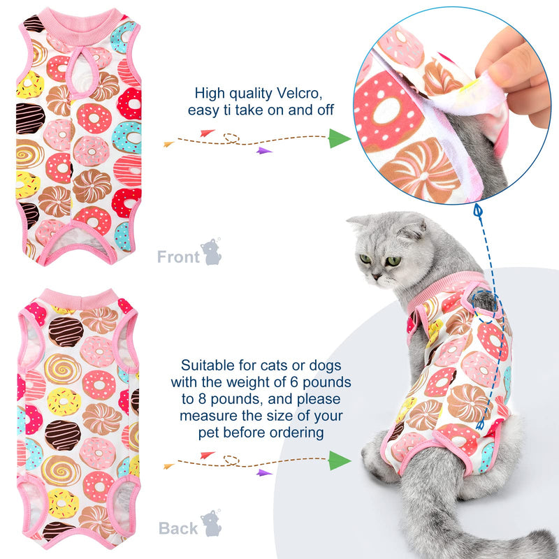 4 Pieces Cat Recovery Suits Body Wraps Breathable Kittens Recovery Clothes for Cats Small Dogs Abdominal Weaning(Banana, Football, Strawberry, Donut,XL) Classic Pattern XL