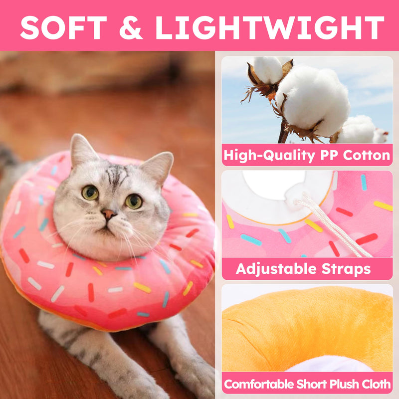 Hpetppy Cat Cone Collar Soft, Cat Recovery Collar for Wound Healing Cute Donut Adjustable Kitten Cones to Stop Licking Comfortable Lightweight Neck Elizabethan Collars for Kittens After Surgery Small Donut Pink