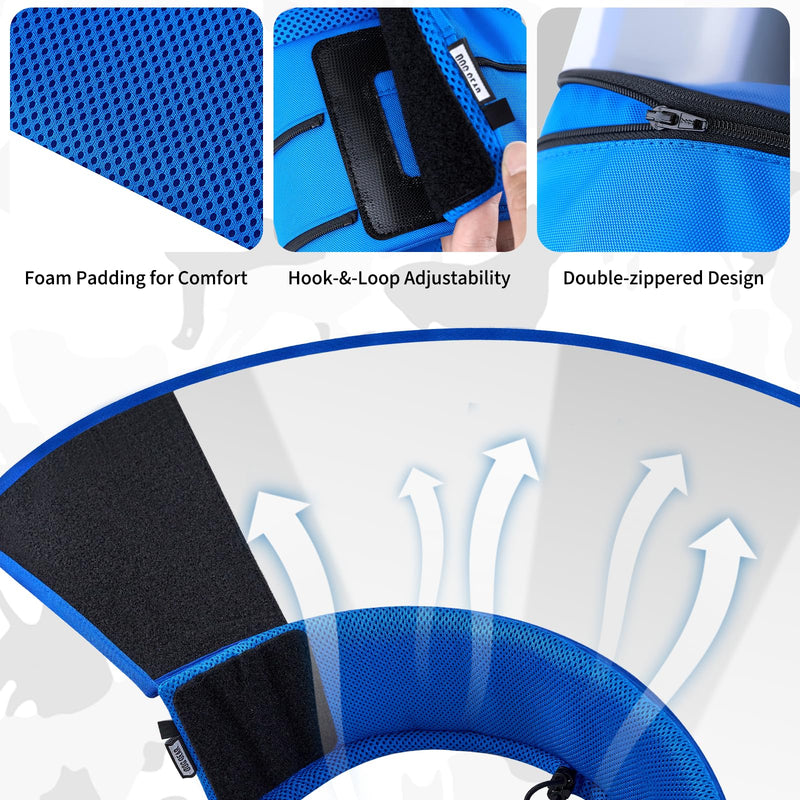 OneTigris Depth Adjustable Soft Dog Cone Collar for Medium Large Dogs After Surgery, Recovery for Small Dogs, Lightweight Elizabethan Collar for Dog to Stop Licking (Blue, XL) Blue