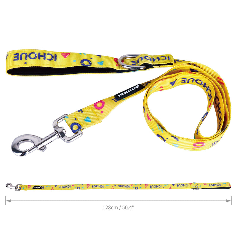 iChoue Original Print French Bulldog Collar with Leash Bandana Set Adjustable for Frenchie Pug English Boston Terrier Dogs, Yellow, Large Large ( 45 - 70 lbs ) Collar with Leash Bandana Yellow - PawsPlanet Australia