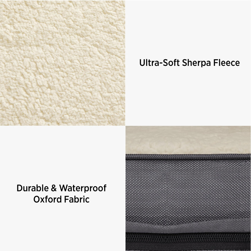 LE SURE Washable Dog Bed Cover Replacement - Large Size Plush Fleece Cover for Orthopedic Egg Crate Foam Pet Mat 36x27x3 Inches, Grey L Grey-Sherpa - PawsPlanet Australia