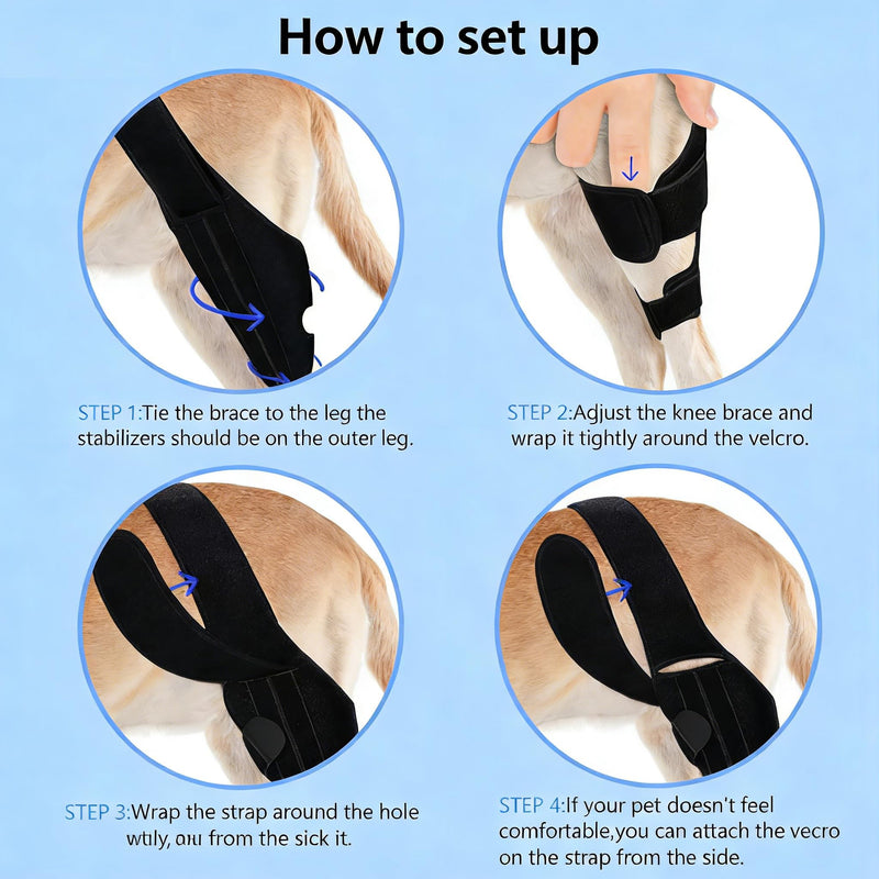 Dog Knee Brace for Torn ACL,Dog ACL Braces with Side Stabilizers,Adjustable Dogs Leg Brace Suitable for 4 Limbs,Dogs Hip Brace for Arthritis Relief, Joint Stability,Reduces Pain and Inflammation M