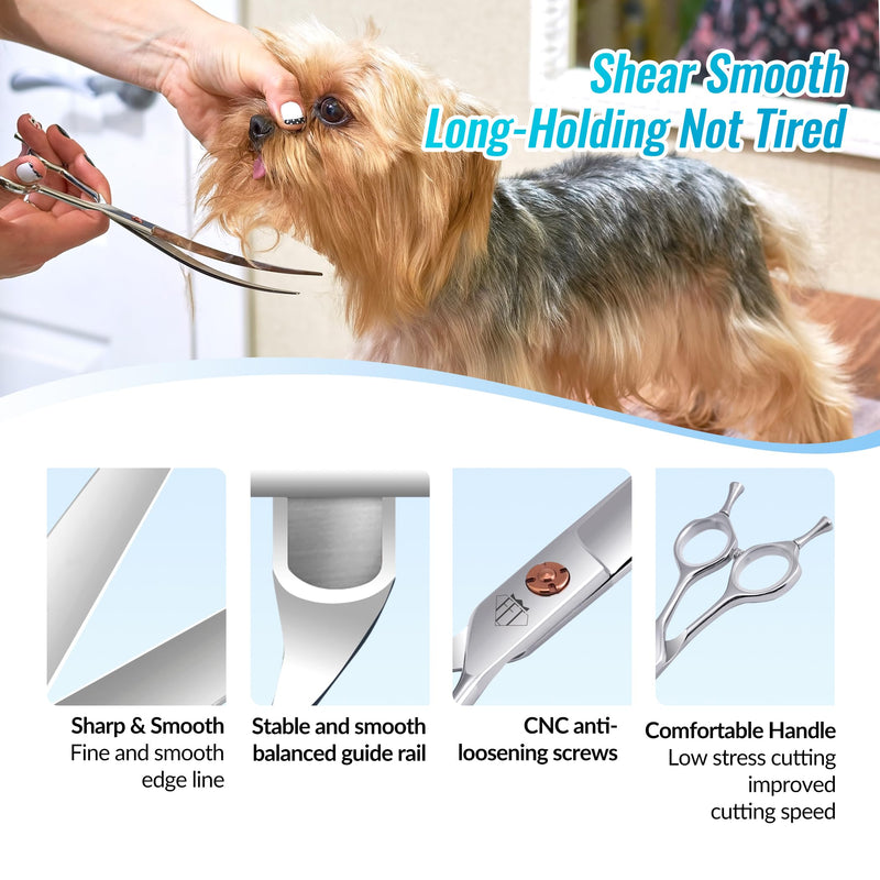 Dog Grooming Scissors: 7.0 inch Curved Pet Shears Made Of Japanese 440C Advanced Stainless Steel Professional Grooming Scissors for Dogs Cats and Other Pets 7 inch - PawsPlanet Australia