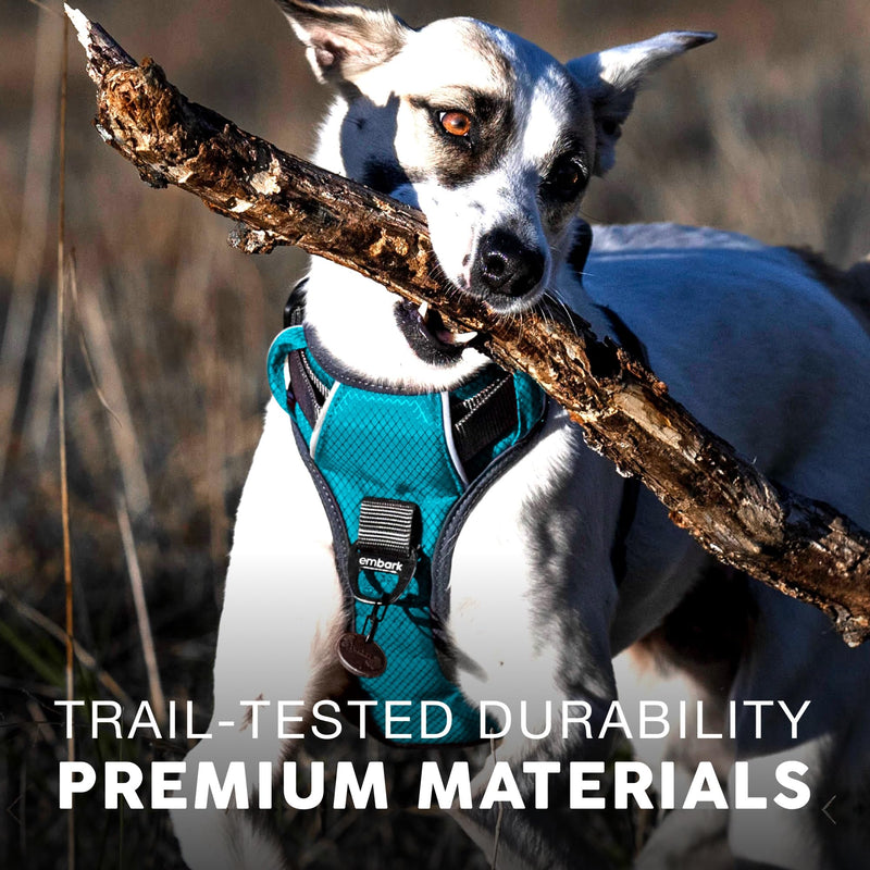 Embark Adventure XL Dog Harness – No-Pull, Reflective Trim, Military-Grade Nylon, 2 Leash Clips with Gel-Lined Handle, Soft & Padded Blue - PawsPlanet Australia