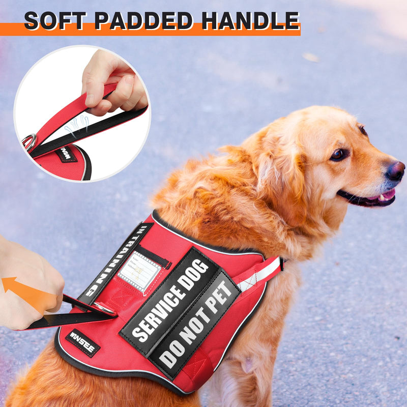 Service Dog Harness and Leash Set, Training Dog Vest with 10 Dog Patches, Emotional Support Therapy Dog Vest Harness for Small Medium Large and Extra Large Dogs(Red, L) Red - PawsPlanet Australia