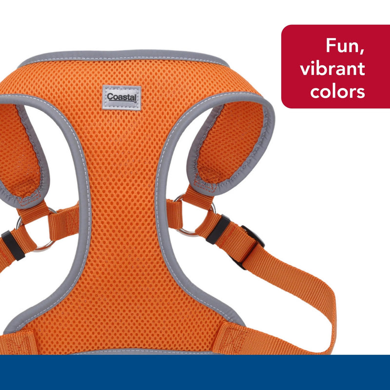 Coastal Pet Comfort Soft Reflective Wrap Adjustable Dog Harness - No-Pull Dog Harness for Small & Large Dogs - Sunset Orange - 1" x 28"–36" - PawsPlanet Australia