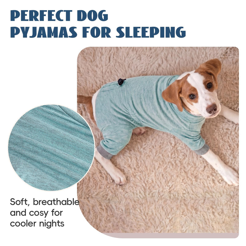 Dog Onesie Pyjamas for Small Medium Dogs, Lightweight Stretch Dog Jumpsuit for Indoor Wear & Sleep, Ideal as Base Layer, Shedding Control & Light Protection Clothing, Heather Blue L
